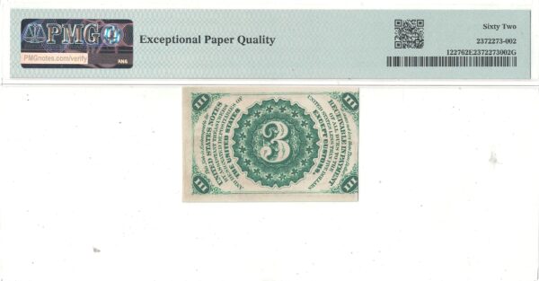 3 Cent 3rd Issue Fractional Currency Fr-1227 PMG Uncirculated-62 EPQ - Image 3