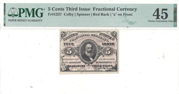 5 Cent 3rd Issue Fractional Currency Fr-1237 PMG XF-45 Comment - Image 2