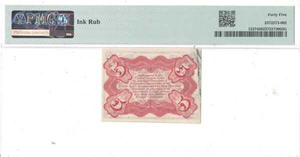5 Cent 3rd Issue Fractional Currency Fr-1237 PMG XF-45 Comment - Image 3