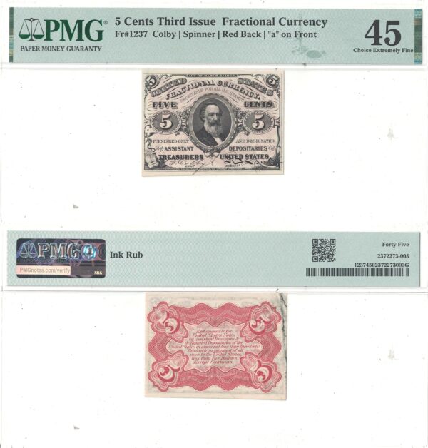 5 Cent 3rd Issue Fractional Currency Fr-1237 PMG XF-45 Comment