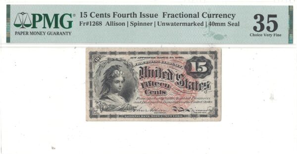 15 Cent 4th Issue Fractional Currency Fr-1268 PMG VF-35 - Image 2