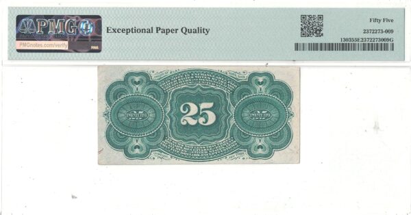 25 Cent 4th Issue Fractional Currency Fr-1303 PMG AU-55 EPQ - Image 3