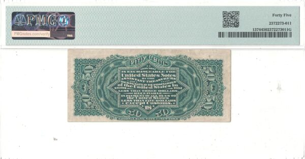 50 Cent 4th Issue Fractional Currency Fr-1374 PMG XF-45 - Image 3