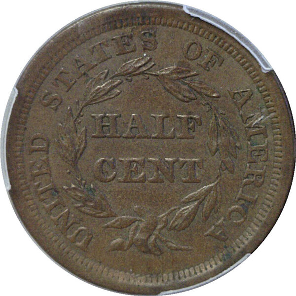 1857 Half Cent  -  PCGS MS-62 BN - Image 3