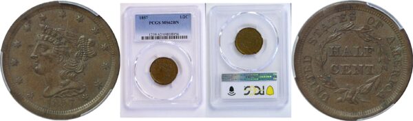 1857 Half Cent  -  PCGS MS-62 BN