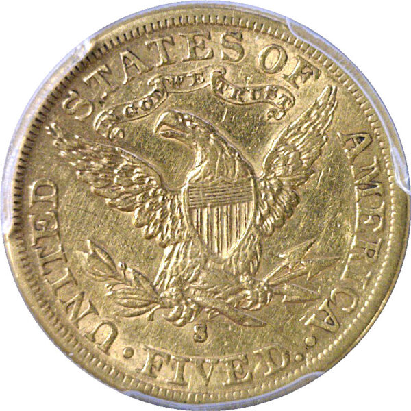 1886-S $5 Liberty  -  PCGS AU-50 - Image 3