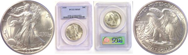 1939 Walking Liberty Half Dollar.  -   PCGS MS-65