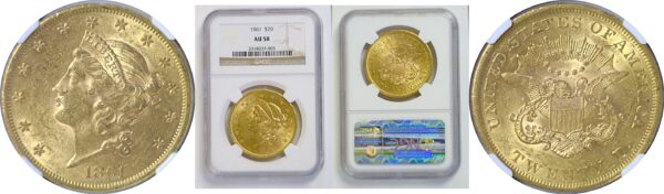 1861 $20 Liberty  -  NGC AU-58