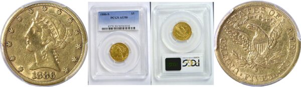 1886-S $5 Liberty  -  PCGS AU-50