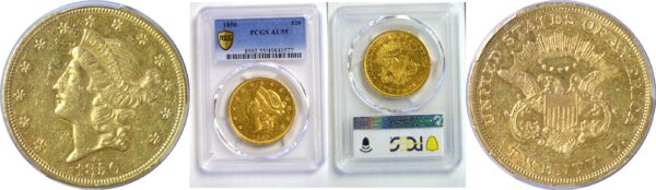 1850 $20 Liberty   -   PCGS AU-55