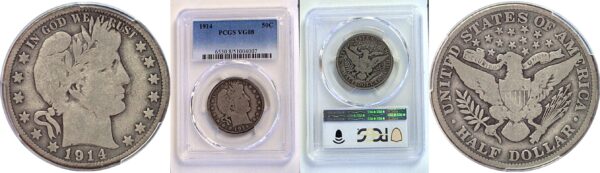 1914 Barber Half Dollar.  -   PCGS VG-8