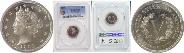1883 No CENTS.  Liberty Nickel  -  PCGS PR-67