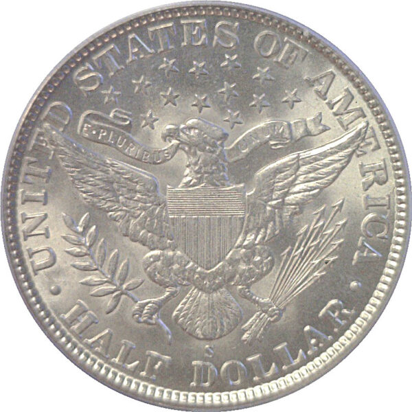 1912-S Barber Half Dollar  -  PCGS MS-64  CAC - Image 3
