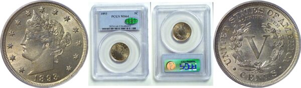 1893 Liberty Nickel  -  PCGS MS-64  CAC