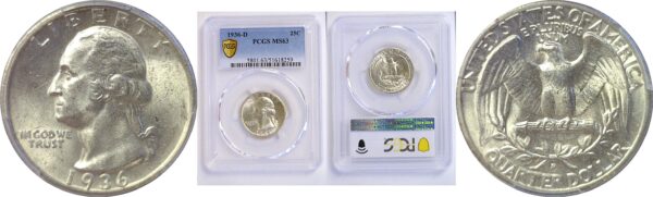 1936-D Washington Quarter. -  PCGS MS-63