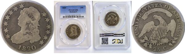 1820 Bust Quarter. -  PCGS G-6