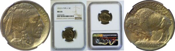 1913-S T-1  Buffalo Nickel  -  NGC MS-64