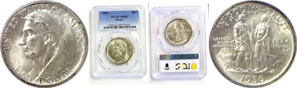 1936 Boone Commemorative Half Dollar  -  PCGS MS-65