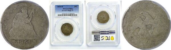 1854-0 Huge O.  Seated Liberty Quarter. -  PCGS FR-2