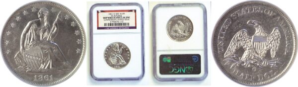1861-O Seated Liberty Half Dollar   -   Shipwreck Effect (A) Unc.
