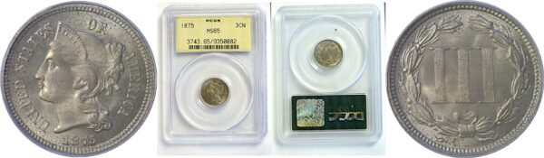 1875 Nickel Three Cent. -  PCGS MS-65