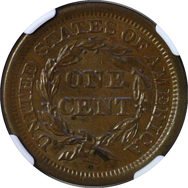 1855 Knob on Ear.  Large Cent.  -   NGC MS-64 BN - Image 3