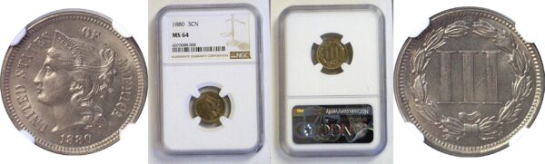 1880 Nickel Three Cent  -  NGC MS-64