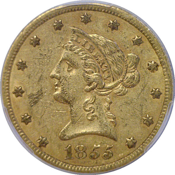 1855 $10 Liberty.  -   PCGS XF-45 - Image 2