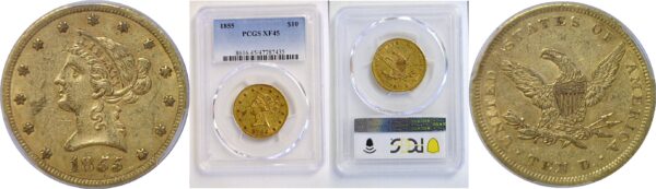 1855 $10 Liberty.  -   PCGS XF-45