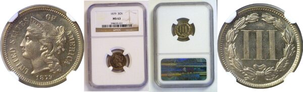 1879 Nickel Three Cent  -  NGC MS-63