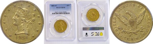 1851-O $10 Liberty. -  PCGS XF-45