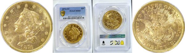 1876-CC $20 Liberty  -  PCGS MS-60