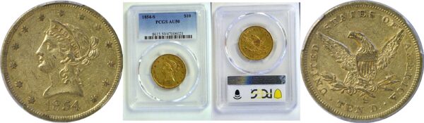 1854-S $10 Liberty. -  PCGS AU-50
