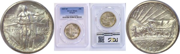 1937-D Oregon Trail Commemorative Half Dollar  -  PCGS MS-66