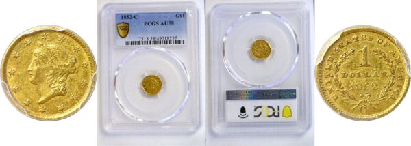 1852-C  One Dollar Gold Coin  -  PCGS AU-58