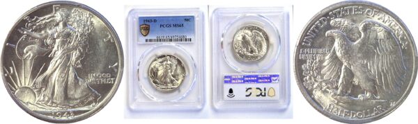 1943-D Walking Liberty Half Dollar. -  PCGS MS-65