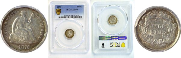 1873 Seated Liberty Half Dime  -  PCGS AU-50