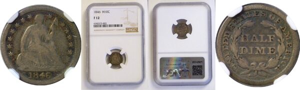1846 Seated Liberty Half Dime  -  NGC F-12