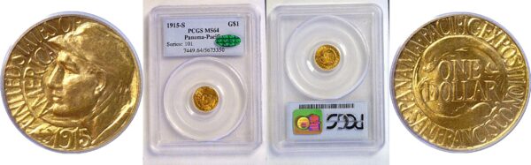 1915-S $1 Panama-Pacific Gold Commemorative  -  PCGS MS-64  CAC