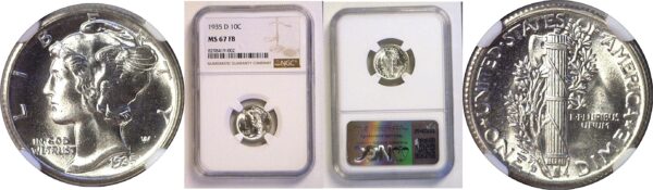 1935-D Mercury Dime  -  NGC MS-67 FB