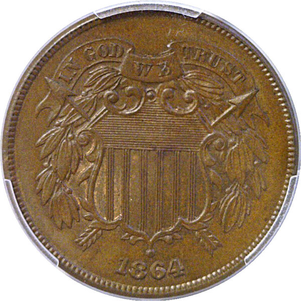 1864 Large Motto.  Two Cent Piece. -  PCGS MS-65 BN - Image 2