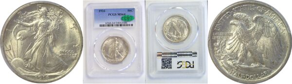 1916 Walking Liberty Half Dollar. -  PCGS MS-64. CAC