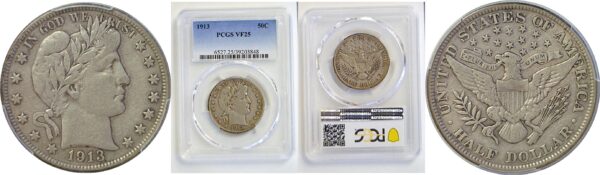 1913 Barber Half Dollar. -  PCGS VF-25
