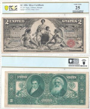 1896 $2 Silver Certificate Fr-247 PCGS VF-25