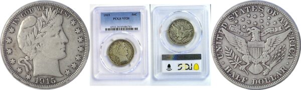 1915 Barber Half Dollar. -  PCGS VF-20