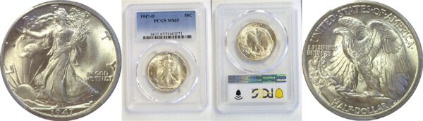 1947-D Walking Liberty Half Dollar  -  PCGS MS-65