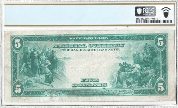 1915 $5 Federal Reserve Bank Note Fr-808 PCGS VF-20 - Image 3