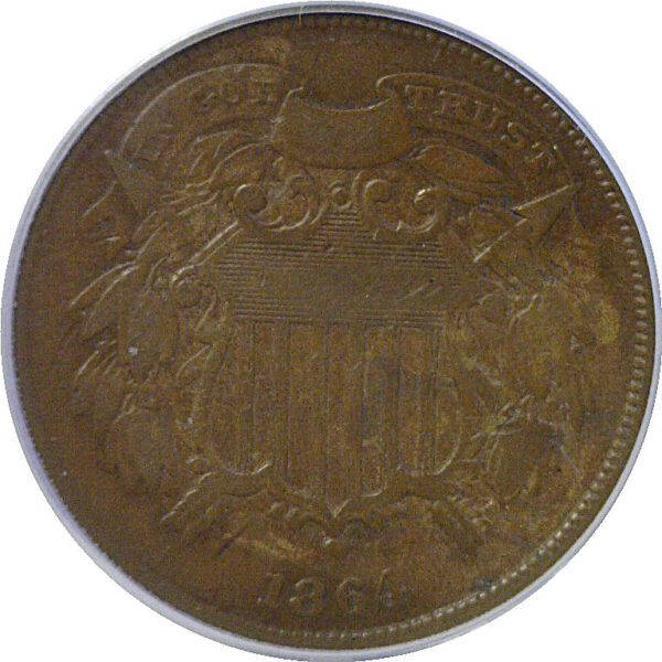 1864 Small Motto.  Two Cent Piece  -  PCGS VF-25 - Image 2