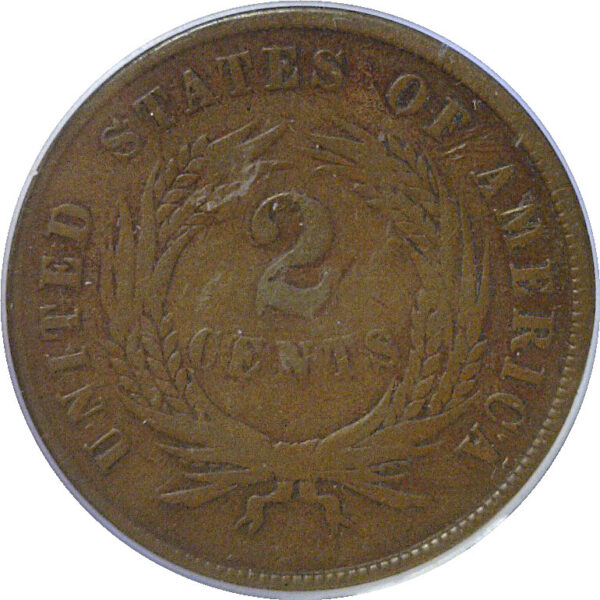 1864 Small Motto.  Two Cent Piece  -  PCGS VF-25 - Image 3
