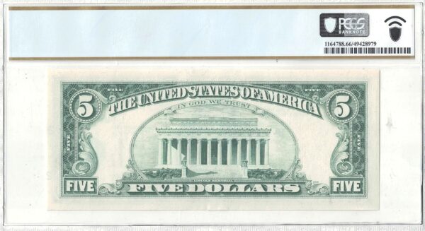 1969-C $5 Federal Reserve Note Overprint Misalignment Error PCGS Gem CU-66 PPQ - Image 3